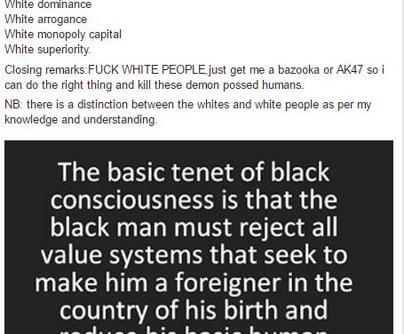 UP SRC member threatens to kill whites