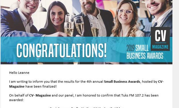 Tuks FM wins international Small Business Award